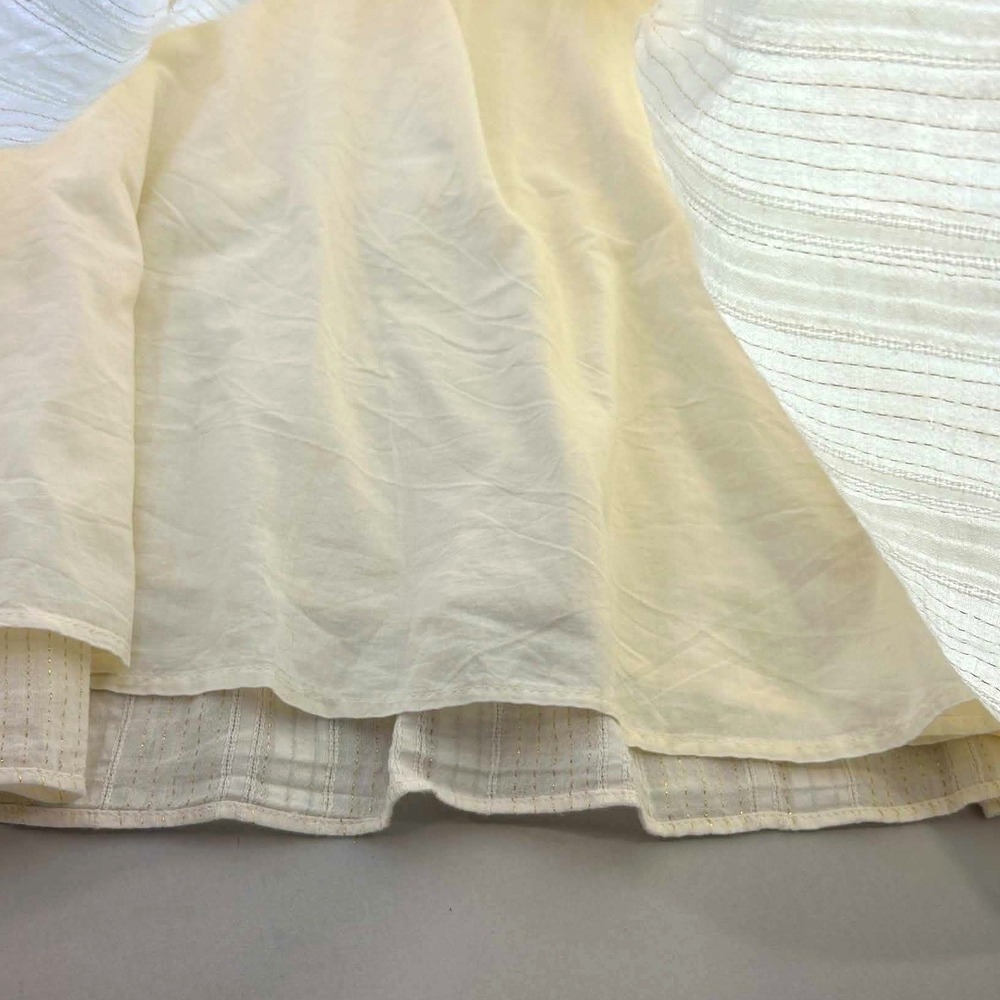 Zara Kids Girls Cream Gold Metallic Pinstripe Smocked Tiered Ruffle Dress Size 9 - Picture 6 of 7